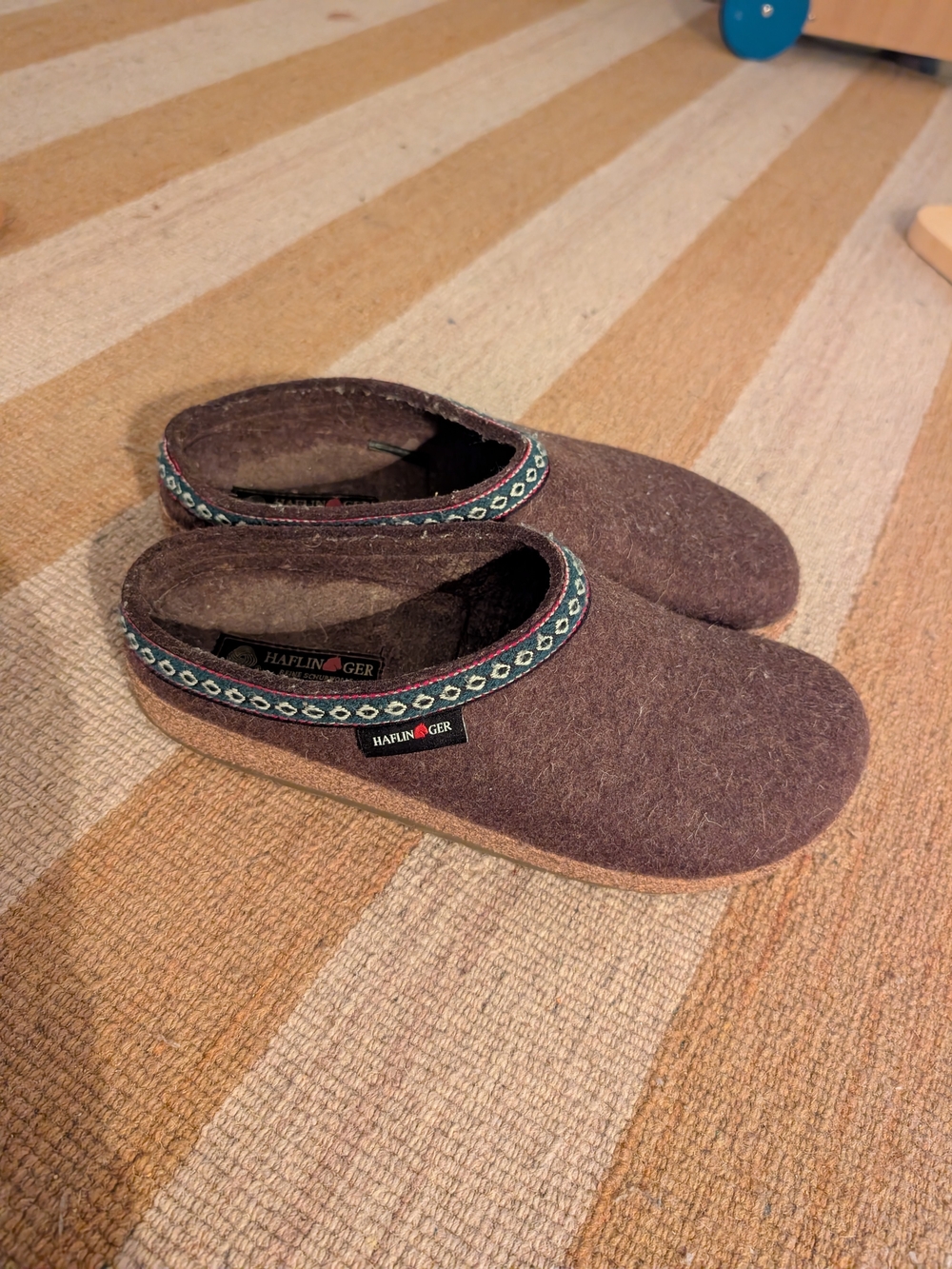 Haflinger Mens Brown Wool Felt Slip-On Slipper Shoes Size 45
